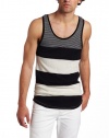 Alternative Men's Amir Tank Top, Black Global Stripe, Small