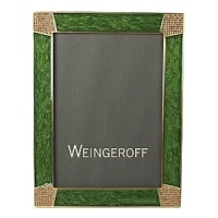 Created by hand in Weingeroff's 4th-generation workshop in Rhode Island, this boldly stylish frame showcases a textural hand-painted celadon-green border that's accented with hand-set Swarovski® crystals at each corner. Created by hand in Weingeroff's 4th-generation workshop in Rhode Island, this boldly stylish frame showcases a textural hand-painted celadon-green border that's accented with hand-set Swarovski® crystals at each corner.