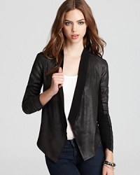 Finely tailored in buttery faux leather, this Velvet by Graham & Spencer jacket lends laid-back luxe to dresses and jeans alike. Finely tailored in buttery faux leather, this Velvet by Graham & Spencer jacket lends laid-back luxe to dresses and jeans alike.
