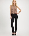 Stretchy skinnies with a dark wash and preppy-cool high waist. THE FITHigh rise, about 8Inseam, about 33THE DETAILSZip flyFive-pocket style44% rayon/29% cotton/25% cupro/2% polyurethaneMachine washImportedModel shown is 5'9 (175cm) wearing US size 4.