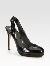A soft-stretch slingback design of glitter patent leather rests on a platform with a slim heel. Stacked heel, 4½ (115mm)Hidden stacked platform, 1 (25mm)Compares to a 3½ heel (90mm)Glitter patent leather upperLeather lining and solePadded insoleMade in ItalyOUR FIT MODEL RECOMMENDS ordering one half size up as this style runs small. A soft-stretch slingback design of glitter patent leather rests on a platform with a slim heel. Stacked heel, 4½ (115mm)Hidden stacked platform, 1 (25mm)Compares to a 3½ heel (90mm)Glitter patent leather upperLeather lining and solePadded insoleMade in ItalyOUR FIT MODEL RECOMMENDS ordering one half size up as this style runs small.
