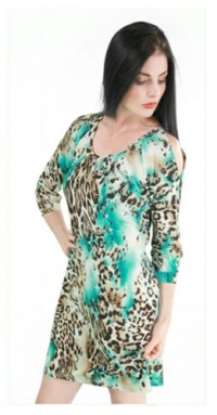 Women's Bacci Chained Roundneck Lux Print Dress Aqua Small Women's Bacci Chained Roundneck Lux Print Dress Aqua Small