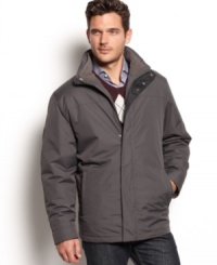 Taking advantage of its sleek design, this 3-in-1 jacket from Weatherproof adds versatile layers to your foul-weather look. Taking advantage of its sleek design, this 3-in-1 jacket from Weatherproof adds versatile layers to your foul-weather look.