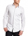 Calvin Klein Sportswear Men's Mixed Media Color Blocked Woven Slim Fit Shirt