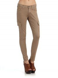 Lightweight stretch denim in a neutral tan wash, styled with a fitted leg and utility inspired cargo pockets.Narrow waistband with belt loops and button closure Front zipperCoin and side hand pockets Side cargo pockets Darts at back patch pocketsInseam, about 2898% cotton/2% LycraMachine wash Made in USA Lightweight stretch denim in a neutral tan wash, styled with a fitted leg and utility inspired cargo pockets.Narrow waistband with belt loops and button closure Front zipperCoin and side hand pockets Side cargo pockets Darts at back patch pocketsInseam, about 2898% cotton/2% LycraMachine wash Made in USA
