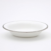 A beautiful collection for formal dining in white fine bone china with delicate platinum-hued rim accents. A beautiful collection for formal dining in white fine bone china with delicate platinum-hued rim accents.