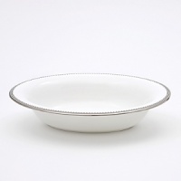 A beautiful collection for formal dining in white fine bone china with delicate platinum-hued rim accents.