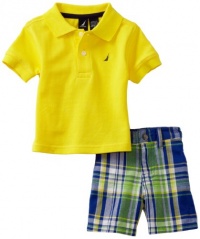 Nautica Sportswear Kids Baby-boys Infant Short Sleeve Solid Polo with Plaid Short, Yellow, 3/6 Nautica Sportswear Kids Baby-boys Infant Short Sleeve Solid Polo with Plaid Short, Yellow, 3/6