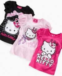 Pretty as a princess. She'll love these ruffle-sleeve tees, with sparkly Hello Kitty in a crown. Graphic is exclusive to Macy's! Pretty as a princess. She'll love these ruffle-sleeve tees, with sparkly Hello Kitty in a crown. Graphic is exclusive to Macy's!