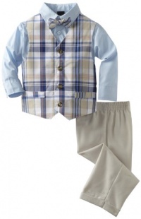 Nautica Dress Up Boys 2-7 Gustav Plaid Vest Set, Khaki, 4T/4 Nautica Dress Up Boys 2-7 Gustav Plaid Vest Set, Khaki, 4T/4
