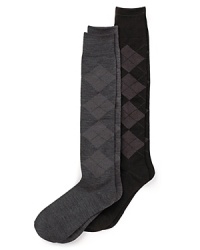 Take your workday polish down to your toes in HUE's argyle knee socks, in a luxe merino wool blend. Take your workday polish down to your toes in HUE's argyle knee socks, in a luxe merino wool blend.