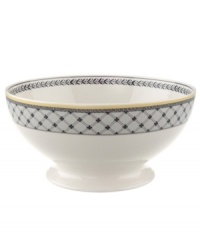 Audun's serving pieces coordinate with the yellow, black, and white mix-and-match dinnerware pattern. In Ferme, featuring a quaint French farm scene. Audun's serving pieces coordinate with the yellow, black, and white mix-and-match dinnerware pattern. In Ferme, featuring a quaint French farm scene.