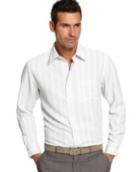 Stripes step up to add a bit of polish to this classic look from Via Europa. Stripes step up to add a bit of polish to this classic look from Via Europa.