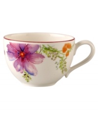 Prolong spring with the lively Mariefleur breakfast cup. Splashy colors adorn premium white porcelain edged in red and designed for everyday dining. Mix and match with New Cottage dinnerware, also by Villeroy & Boch. Prolong spring with the lively Mariefleur breakfast cup. Splashy colors adorn premium white porcelain edged in red and designed for everyday dining. Mix and match with New Cottage dinnerware, also by Villeroy & Boch.