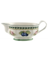 Bring the lush bounty of the French countryside to your table with this charming gravy boat. Fresh summer fruits and leaf garland adorn sculpted porcelain from Villeroy & Boch. Bring the lush bounty of the French countryside to your table with this charming gravy boat. Fresh summer fruits and leaf garland adorn sculpted porcelain from Villeroy & Boch.