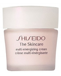 Shiseido The Skincare Multi-Energizing Cream. This multi-function cream provides effective treatment to dehydrated, dull or fatigued skin. Intensively nourishes, energizes and fortifies skin, leaving skin soft, revitalized and healthy looking. Spreads on smoothly, and absorbs effortlessly for beautifully soft skin. Recommended for normal and combination skin. Use daily morning or evening after cleansing and softening. Shiseido The Skincare Multi-Energizing Cream. This multi-function cream provides effective treatment to dehydrated, dull or fatigued skin. Intensively nourishes, energizes and fortifies skin, leaving skin soft, revitalized and healthy looking. Spreads on smoothly, and absorbs effortlessly for beautifully soft skin. Recommended for normal and combination skin. Use daily morning or evening after cleansing and softening.