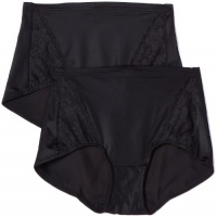 Flexees Women's Everyday Control Lace Insert Brief 2-Pack, Black, Medium Flexees Women's Everyday Control Lace Insert Brief 2-Pack, Black, Medium