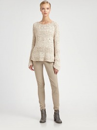 Wonderfully textural, this slouchy pullover is knit with a variegated open-weave pattern.Jewel necklineLong sleevesViscoseDry cleanImported of Italian fabricModel shown is 5'11 (180cm) wearing US size Small. Wonderfully textural, this slouchy pullover is knit with a variegated open-weave pattern.Jewel necklineLong sleevesViscoseDry cleanImported of Italian fabricModel shown is 5'11 (180cm) wearing US size Small.