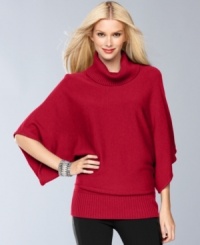 Dramatic kimono sleeves update INC's turtleneck sweater. Try it with leggings, jeans or skinny knit pants!