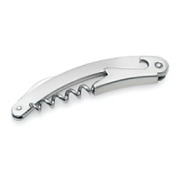 A sleek, simply designed bottle opener and corkscrew in matte stainless steel. A sleek, simply designed bottle opener and corkscrew in matte stainless steel.