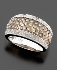 Stun everyone with something a little different. Le Vian ring features pave-set, round-cut chocolate diamonds (1-1/5 ct. t.w.) trimmed with round-cut white diamonds (3/8 ct. t.w.) for an exquisitely beautiful diamond ring. Set in a 14k white gold band, this dazzling combination of precious stones truly shines. Size 7. Stun everyone with something a little different. Le Vian ring features pave-set, round-cut chocolate diamonds (1-1/5 ct. t.w.) trimmed with round-cut white diamonds (3/8 ct. t.w.) for an exquisitely beautiful diamond ring. Set in a 14k white gold band, this dazzling combination of precious stones truly shines. Size 7.