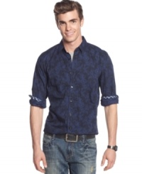 Style goes in full bloom with this floral print shirt from Vintage Red.