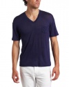 Alternative Men's Linen V-Neck Tee, Navy, Medium