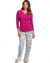 Tommy Hilfiger Women's Ribbed Henley/flannel Pajama Pant Gift Set