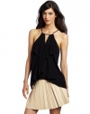 BCBGMAXAZRIA Women's Claudia Cascade Ruffle Halter Top