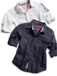 GUESS Kids Boys Boys Shirt with Microcord, BLUE (8/10) GUESS Kids Boys Boys Shirt with Microcord, BLUE (8/10)