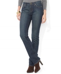Lauren Jeans Co.'s essential pant features a slim, straight leg and a hint of stretch for a versatile, modern look. Lauren Jeans Co.'s essential pant features a slim, straight leg and a hint of stretch for a versatile, modern look.