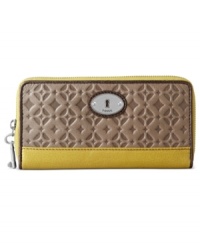 For logo-loving fashionistas, this clutch design from Fossil is the perfect pick. Crafted from supple, signature-embossed leather with vintage-inspired detailing, it flaunts multiple pockets for effortless go-everywhere accessorizing. For logo-loving fashionistas, this clutch design from Fossil is the perfect pick. Crafted from supple, signature-embossed leather with vintage-inspired detailing, it flaunts multiple pockets for effortless go-everywhere accessorizing.