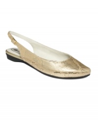 Move with quiet grace with the Tranquil flats by White Mountain. The sophisticated silhouette is glammed up with a slingback and pointed toe. Move with quiet grace with the Tranquil flats by White Mountain. The sophisticated silhouette is glammed up with a slingback and pointed toe.