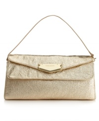 Go for a glam slam on your next evening out with this instantly eye-catching clutch from Vince Camuto. Lustrous metallic leather and polished golden hardware lend an undecidedly luxe look, while discrete interior pockets stow phone, cash, cards and makeup. Go for a glam slam on your next evening out with this instantly eye-catching clutch from Vince Camuto. Lustrous metallic leather and polished golden hardware lend an undecidedly luxe look, while discrete interior pockets stow phone, cash, cards and makeup.