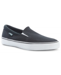 Leave the lace-ups at home and step out in these skater-inspired slip-on sneakers from Vans for a total street-worthy look. Leave the lace-ups at home and step out in these skater-inspired slip-on sneakers from Vans for a total street-worthy look.