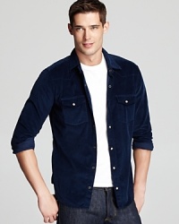 A western-style shirt with an authentic yoke and double pocket detail gets a modern update in soft, thin wale corduroy for a handsome addition to your casual wardrobe. A western-style shirt with an authentic yoke and double pocket detail gets a modern update in soft, thin wale corduroy for a handsome addition to your casual wardrobe.