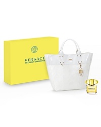 Versace Yellow Diamond is the new luxury fragrance by Versace. Pure as sunlight, an extraordinary bright hue that radiates with a fiery intensity, sparkling the way that only a diamond can. A new, captivating and voluptuous fragrance of true femininity, confident in her charm, in harmony with the unmistakable glamour of Versace.The fragrance unveils like a burst of light, gleaming and glistening. The crystalline luminosity of citron from Diamante, the generous freshness of a pear sorbet fused amongst sparkling notes of bergamot and dynamic accents of neroli. The rare elegance of orange blossom shines through the light of freesia and mimosa, and the natural transparency of nymphea. The sensuality of amber woods, the sunny and vibrant character of palo santo wood, the refined presence of musk.Set includes:- 3.4 oz. Yellow Diamond Eau de Toilette- Summer tote bag