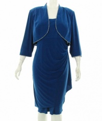 Women's Alex Evenings Rhinestone Trim Jacket Dress Dusty Royal 22W Women's Alex Evenings Rhinestone Trim Jacket Dress Dusty Royal 22W