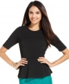 A key piece for fall, this Alfani top features a stylish peplum hem for a fashion-forward look!