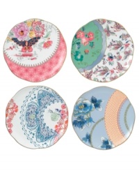 Your table, in bloom. These Butterfly Bloom tea plates from Wedgewood offers a look of vintage-inspired beauty, featuring fanciful florals, graceful butterflies and lustrous golden accents for a splendid presentation. Your table, in bloom. These Butterfly Bloom tea plates from Wedgewood offers a look of vintage-inspired beauty, featuring fanciful florals, graceful butterflies and lustrous golden accents for a splendid presentation.