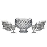 A lace handkerchief once presented to Jackie Kennedy was the inspiration behind this sparkling, limited-edition crystal punch bowl set, designed by John Connolly for Waterford. A lace handkerchief once presented to Jackie Kennedy was the inspiration behind this sparkling, limited-edition crystal punch bowl set, designed by John Connolly for Waterford.