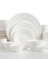 Classic style, modern convenience. The Paloma Embossed dinnerware set is big on elegance with service for six plus extra bowls crafted of versatile white porcelain. Classic style, modern convenience. The Paloma Embossed dinnerware set is big on elegance with service for six plus extra bowls crafted of versatile white porcelain.