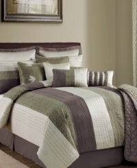 A subtle suggestion of serenity, the Whispering Vine decorator set sets a soothing scene. Detailed pleating, elegant stitchwork and elaborate embroidery embellish a muted palette for a look that's as calming as it is chic. (Clearance) A subtle suggestion of serenity, the Whispering Vine decorator set sets a soothing scene. Detailed pleating, elegant stitchwork and elaborate embroidery embellish a muted palette for a look that's as calming as it is chic. (Clearance)