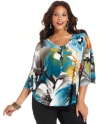 Amp up your allure with Style&co.'s printed plus size top, featuring a keyhole neckline. Amp up your allure with Style&co.'s printed plus size top, featuring a keyhole neckline.