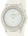 XOXO Women's XO3272 White Dial Crystal Bezel Boyfriend Silicone Rubber Strap Watch