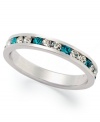 Traditions beautiful stacking ring is perfect when paired with other slim rings, but makes a pretty sparkling statement all its own. Crafted in sterling silver, a thin band features round-cut light blue and clear crystals with Swarovski elements. Size 5-10.