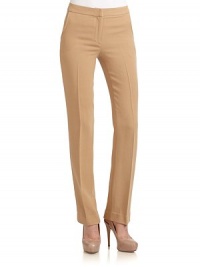 THE LOOKNarrow waistband with hook-and-eye closureFront zipperDual front pocketsTapered legTHE FITRise, about 10Inseam, about 35THE MATERIAL60% viscose/40% woolCARE & ORIGINDry cleanImportedModel shown is 5'10 (177cm) wearing US size 4. THE LOOKNarrow waistband with hook-and-eye closureFront zipperDual front pocketsTapered legTHE FITRise, about 10Inseam, about 35THE MATERIAL60% viscose/40% woolCARE & ORIGINDry cleanImportedModel shown is 5'10 (177cm) wearing US size 4.