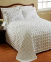 Modern simplicity. Soft, tufted blocks accent pure cotton for classic comfort with contemporary, geometric styling.