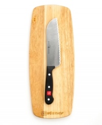Born and bread! This set was made to make the most of irresistible loaves of bakery fresh bread. The precision edge of this extra sharp wave knife brings a professional cut to every slice, while the durable bread board goes from prep to presentation with no added effort. Lifetime warranty. Born and bread! This set was made to make the most of irresistible loaves of bakery fresh bread. The precision edge of this extra sharp wave knife brings a professional cut to every slice, while the durable bread board goes from prep to presentation with no added effort. Lifetime warranty.
