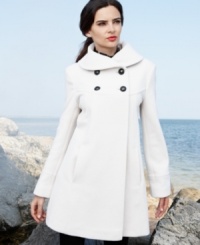 Larry Levine's petite coat features a mod-inspired silhouette that lets your style shine through -- no matter the weather. Larry Levine's petite coat features a mod-inspired silhouette that lets your style shine through -- no matter the weather.